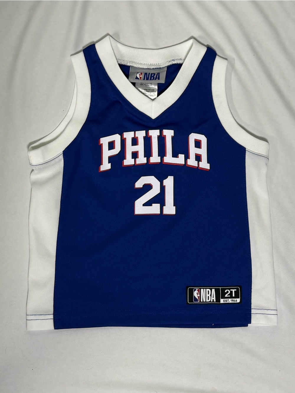 NBA Philadelphia 76ers Embiid #21 Youth Basketball Jersey, Size 2T